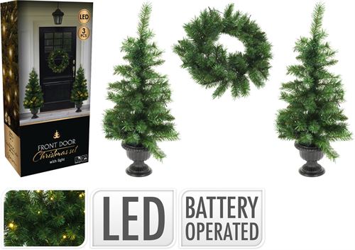767802350 PINHEIRO NATAL X2 COM COROA SET 3 PÇS LED
