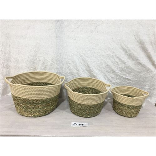 CESTAS FIBRA CREME/NATURAL SET3 35X23CM