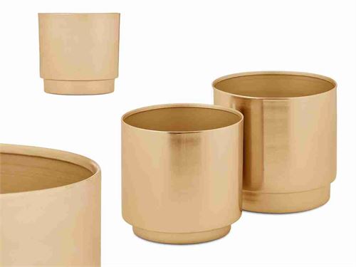 67692 VASO METAL DORADO SET2 18 x 18 x 16,5 cm.