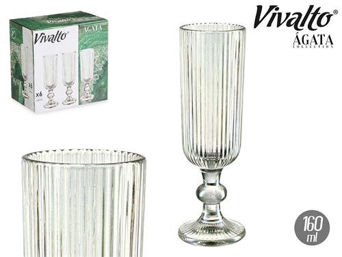 84911 FLUTE CHAMPAGNE 160ML VERDE RISCAS X6