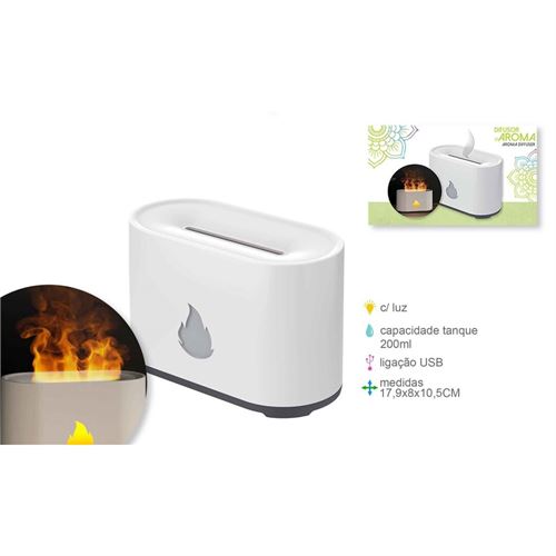 AM-77174 AMBIENTADOR ELECTRICO C/CHAMA USB BRANCO 200ML