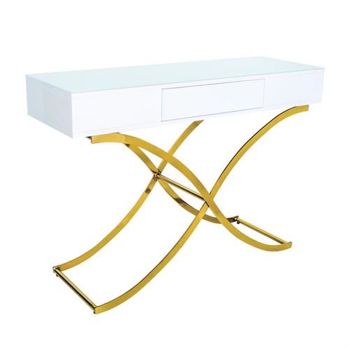 13179170 CREDENCIA DOURADA INOX C/ TAMPO EM VIDRO 120X40X80CM