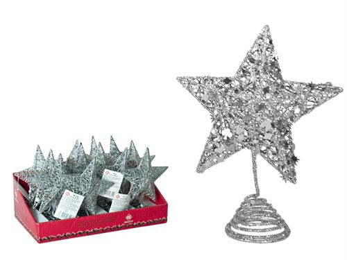 PONTA ARVORE DE NATAL ESTRELA PRATA 15CM