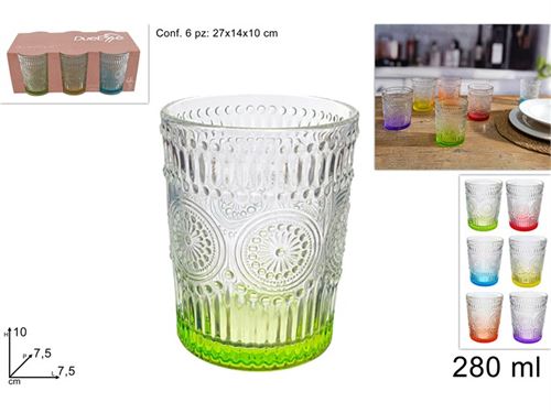 655085 COPO VIDRO PK6 DECORADO 280ML