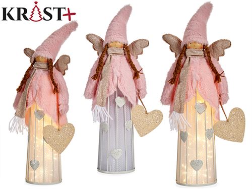 81521 BONECA ANJO ROSA LED NATAL 37CM