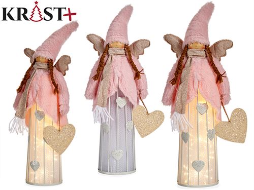 BONECA ANJO ROSA LED NATAL 37CM