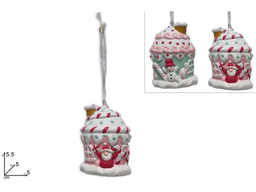 254104 PENDENTE NATAL CERAMICA CASINHA DOCES 3 SORT