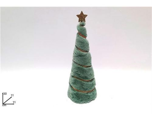 76574 ARVORE NATAL VELUDO VERDE/DOURADO 30CM