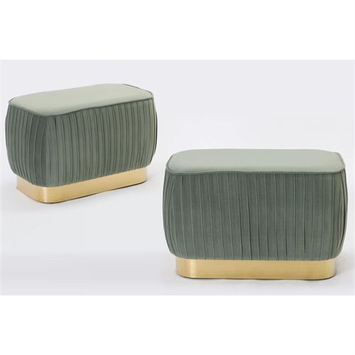 PUFF VELUDO VERDE SECO 62X35X40CM