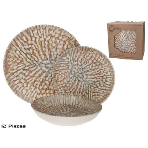 385136 SERVIÇO 12PÇS CERAMICA LEOPARDITA
