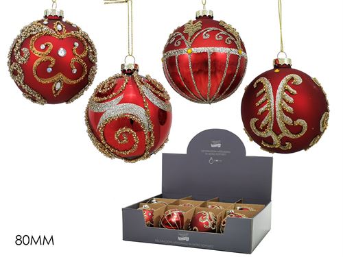 403149 BOLA VIDRO VERMELHO NATALN 8CM 4SORTIDAS