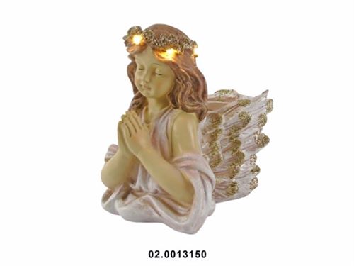 02.0013150 MARFINITE -ANJO C/LUZ C/VASO COR ROSA/OURO 17X24X21CM