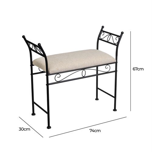 806059 BANQUETA METAL PRETO 74 X 30 X 67 CM