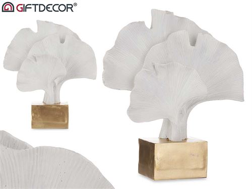 81618 DECORAÇÃO FLOR BRANCA BASE DOURADA 22 x 8 x 24,5 cm.