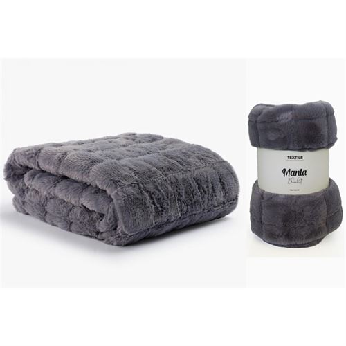 P190686505 MANTA 190200 125X150CM DARK GREY POLIESTER
