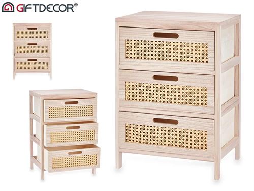 93291 MOVEL 3 GAVETAS MDF E RATTAN 29 x 40 x 58 cm.