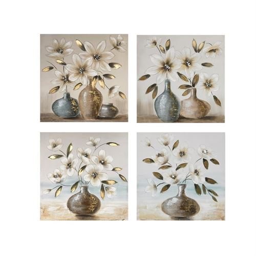 QUADRO FLOWER SANDRA 60X60X4CM 4 SURT.