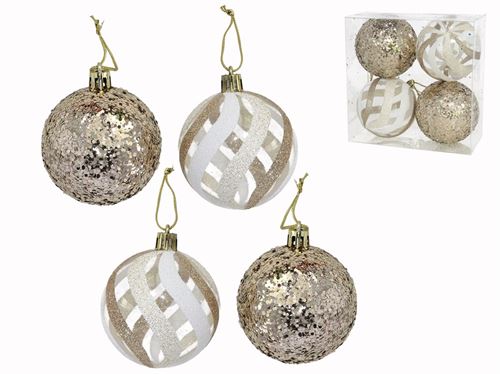 329 BOLA NATAL X4 OURO FANTASIA 8CM 2CM