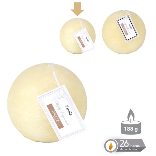 VELA BOLA PERFUMADA CREME 7,5CM