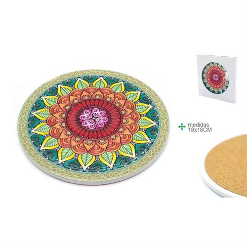 BC-78401 BASE CERAMICA MANDALA 18X18CM