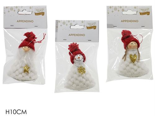 BONECO PENDURAR NATAL BRANCO 3 SORTIDOS