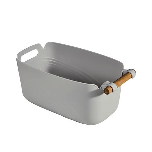 24291 CESTO PLASTICO/MADEIRA  24X14,8X11,8CM