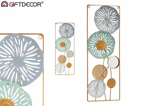 06137 DECORAÇAO PAREDE METAL FLORES 62CM