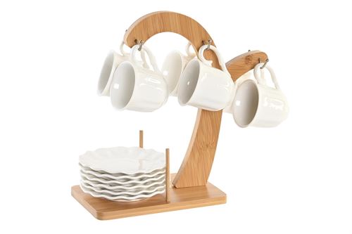 PC202295 CAFÉ SET 6 PORCELANA BAMBU 26X12X25 90ML BRANCO