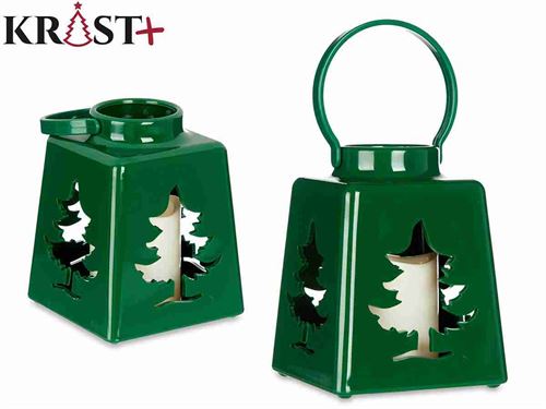 LANTERNA NATAL PVC ARVORE VERDE 21CM