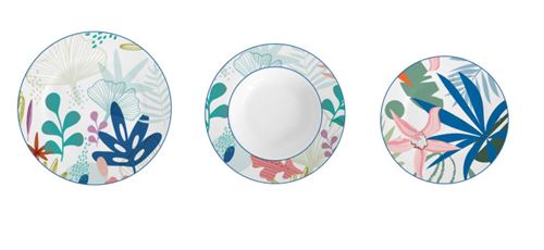 PC-202605 LOIÇA SET 18 PORCELANA 27X27X3 FOLHAS AZUL