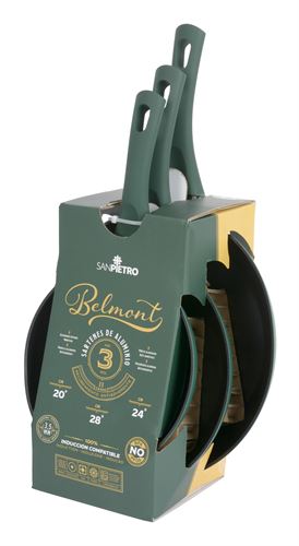 00078 CONJ 3 FRIGIDEIRAS ALUMINIO 20/24/28CM VERDE