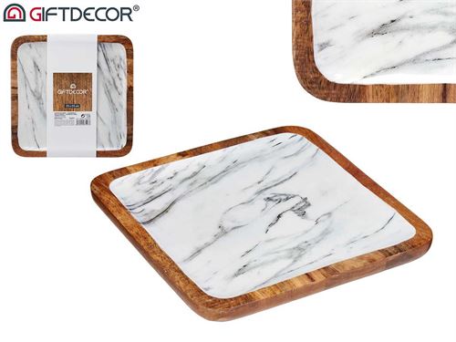 83497 CENTRO MESA QUADRADO MARMORE BRANCO 25,4 x 25,4 x 2,54 cm.