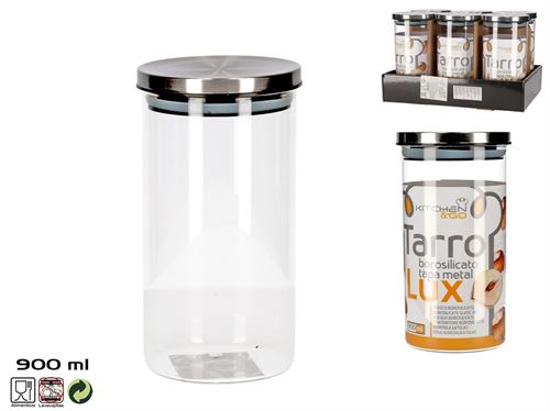 907194 FRASCO VIDRO TAMPA INOX 900ML