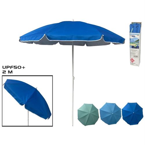 219196 GUARDA-SOL DE PRAIA UPF50  200CM 22/25MM METAL/POLIÉSTER 3STD