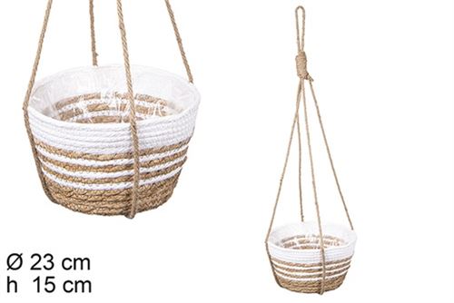115091 - VASO FIBRA PENDURAR BRANCO 23X15