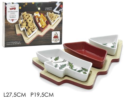 635966 TABUA PARA APERITIVOS BAMBU E CERAMICA NATAL