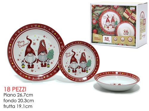 SERVIÇO 18PÇS CERAMICA GNOMOS NATAL