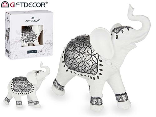 77928 ELEFANTE RESINA MÉDIO BRANCO 8 x 21,5 x 20 cm.