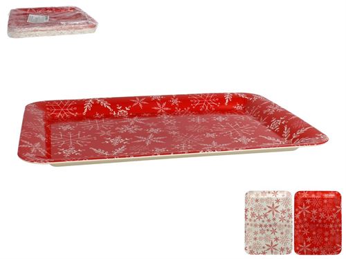 TABULEIRO RETANGULAR FLOCOS DE NEVE 33X24CM 2 SORTIDOS