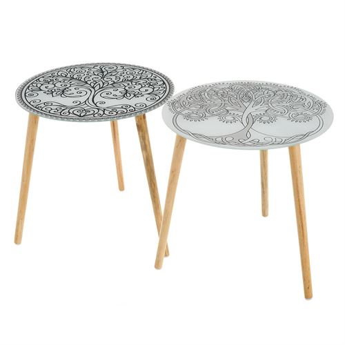 803041 MESA 2/M CRISTAL-MADEIRA 40 X 40 X 40 CM