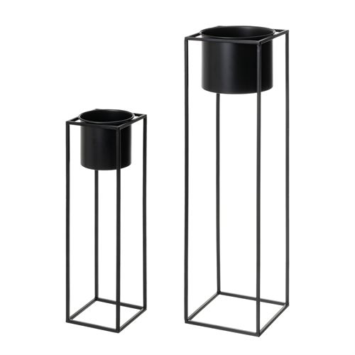 VASOS METAL PRETO 20 X 20 X 76 CM SET2