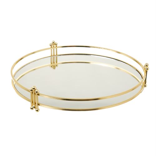 801664 BANDEJA METAL-CRISTAL OURO 30 X 30 X 5 CM