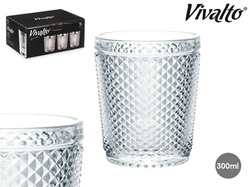 COPO ÁGUA DIAMANTE TRANSPARENTE 300ML X6