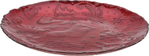 044300150 PRATO VIDRO VERMELHO NATAL 21CM