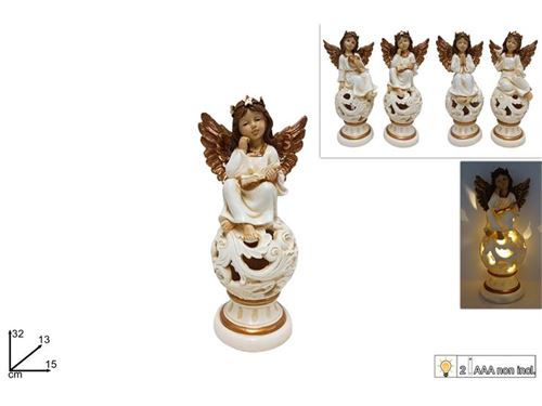 176031 ANJO RESINA C/LUZ 32CM 4SORTIDOS