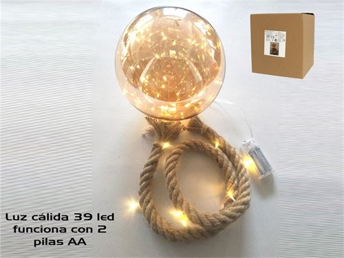 BOLA 39LED CORDA OURO 20CM/1MT