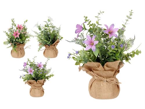 82897 PLANTA COM SACO DECORATIVO 3 SORT 32CM