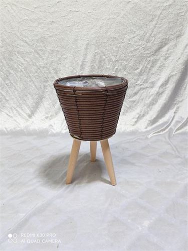 69608 VASO CASTANHO COM PES MADEIRA