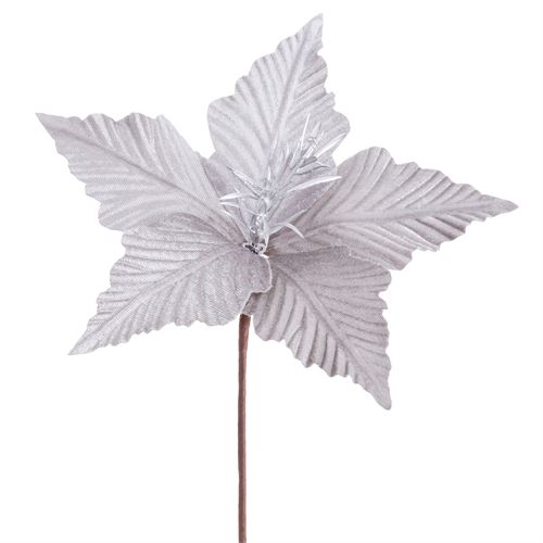 742238 POINSETTIA POLIESTER PRATA. 25 X 25 X 33 CM