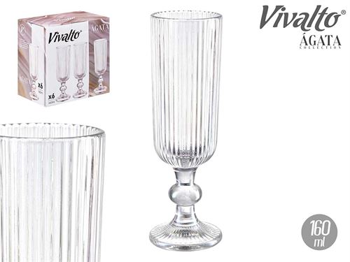 84905 FLUTE CHAMPAGNE 160ML TRANSP RISCAS X6